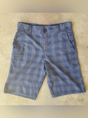 Micros Navy Blue Check Flat Front Boy’s Shorts